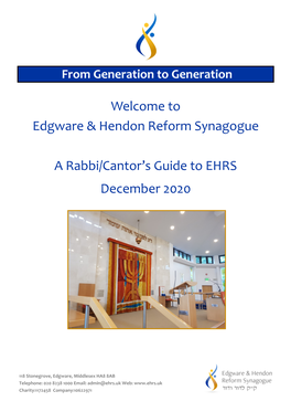 Edgware & Hendon Reform Synagogue a Rabbi/Cantor's Guide