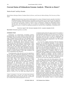 Current Status of Echinoderm Genome Analysis - What Do We Know?