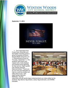 September 11, 2014 • First Responders from Forest Park, Greenhills And
