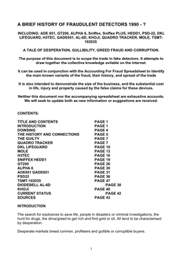 A Brief History of Fraudulent Detectors 1990 - ?