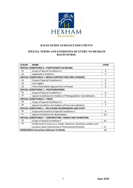 Racecourse Guidance Documents