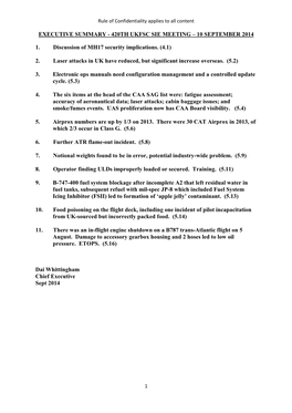 420TH UKFSC SIE MEETING – 10 SEPTEMBER 2014 1. Discussion of MH17 Security Implications