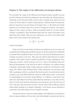 Chapter 6. the Origins of the Differential and Integral Calculus