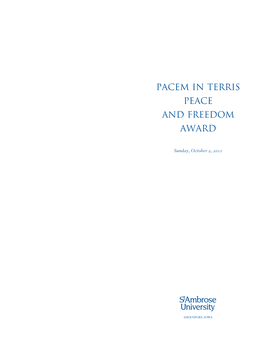 Pacem in Terris Peace and Freedom Award