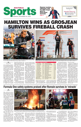 Hamilton Wins As Grosjean Survives Fireball Crash