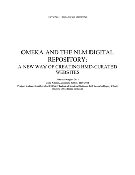 Omeka and the Nlm Digital Repository: a New Way of Creating Hmd-Curated Websites