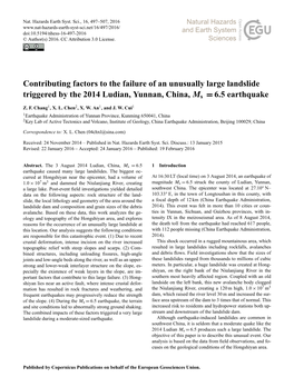 Contributing Factors to the Failure of an Unusually Large Landslide Triggered by the 2014 Ludian, Yunnan, China, Ms = 6.5 Earthquake