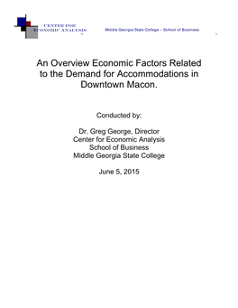 An Overview Economic Factors Related to the Demand for Accommodations in Downtown Macon