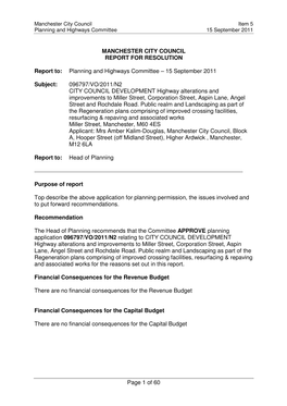Item 5 Miller Street Report to Planning and Highways Committee 15