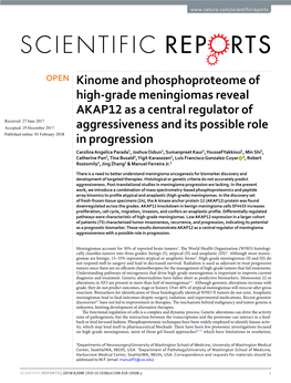 Kinome and Phosphoproteome of High-Grade Meningiomas Reveal