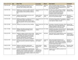 Date and Time Bill Short Title Committee Room Description Comment