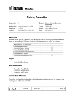 Minutes Striking Committee ST10.1