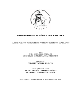 Ajuste De Datos Astronomicos Por Medio De Minimos Cuadrados