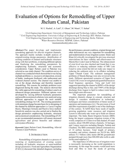 Evaluation of Options for Remodelling of Upper Jhelum Canal, Pakistan