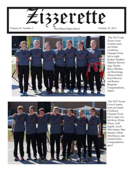 West Plains High School Volume 62, Number 2 October 29, 2015 The