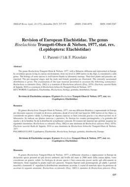 Revision of European Elachistidae. the Genus Biselachista Traugott-Olsen & Nielsen, 1977, Stat