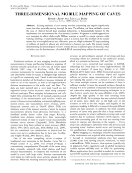 Three-Dimensional Mobile Mapping of Caves