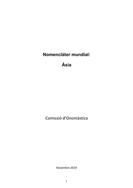 Nomenclàtor Mundial: Àsia Comissió D'onomàstica