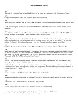 Olmsted Brothers Timeline