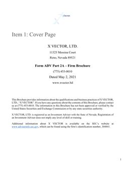 Form ADV Part 2A – Firm Brochure (775) 453-0010 Dated May 2, 2021