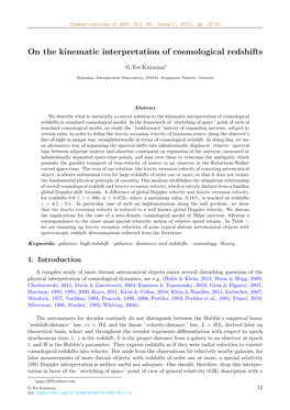 On the Kinematic Interpretation of Cosmological Redshifts