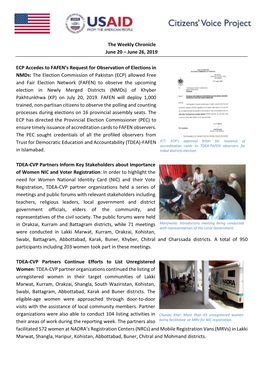 June 26, 2019 ECP Accedes to FAFEN's Request for Observation Of