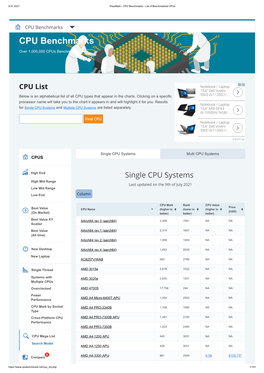 CPU Benchmarks - List of Benchmarked Cpus