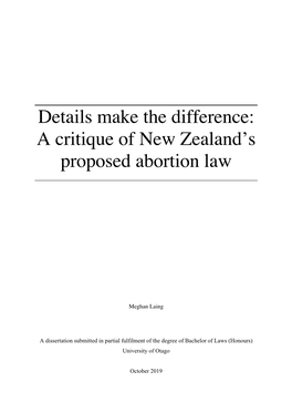 A Critique of New Zealand's Proposed Abortion