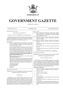 Government Gazette, 14Th May, 2021 703