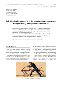 Individual Rail Transport and the Conception of a Means of Transport Using a Suspended Railway Track