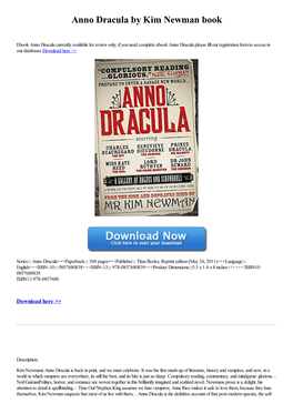 Anno Dracula by Kim Newman Book