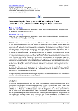 Understanding the Emergence and Functioning of River Committees in a Catchment of the Pangani Basin, Tanzania Water Alternatives 4(2): 197-222