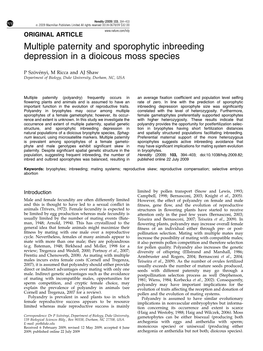 Multiple Paternity and Sporophytic Inbreeding Depression in a Dioicous Moss Species