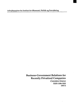 Business-Government Relation for Recently Privatized Companies