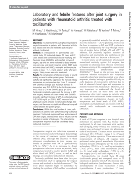 Laboratory and Febrile Features After Joint Surgery in Patients With