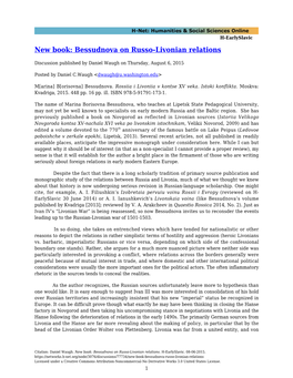 New Book: Bessudnova on Russo-Livonian Relations