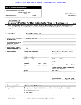 Voluntary Petition for Non-Individuals Filing for Bankruptcy 04/20 If More Space Is Needed, Attach a Separate Sheet to This Form