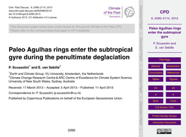 Paleo Agulhas Rings Enter the Subtropical Gyre