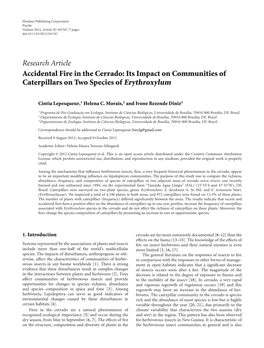 Accidental Fire in the Cerrado: Its Impact on Communities of Caterpillars on Two Species of Erythroxylum