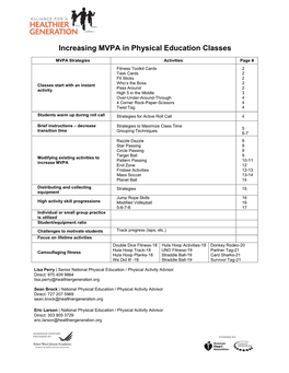 Increasing MVPA in Physical Education Classes