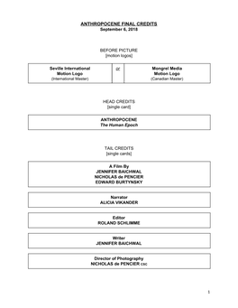 ANTHROPOCENE FINAL CREDITS September 6, 2018