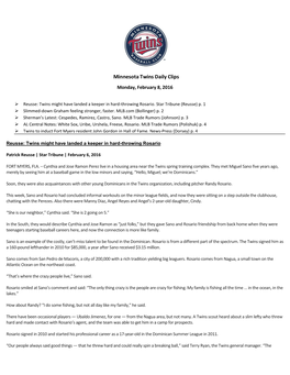 Minnesota Twins Daily Clips Monday, February 8, 2016