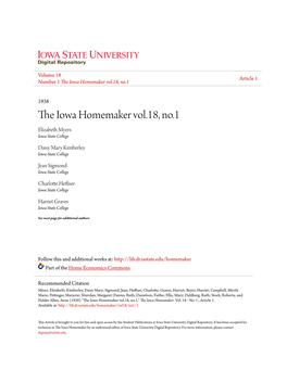 The Iowa Homemaker Vol.18, No.1