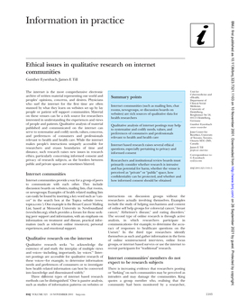 Information in Practice BMJ: First Published As 10.1136/Bmj.323.7321.1103 on 10 November 2001