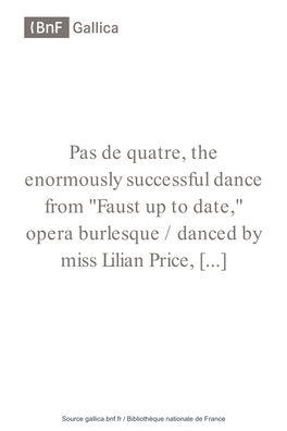 Pas De Quatre, the Enormously Successful Dance from 