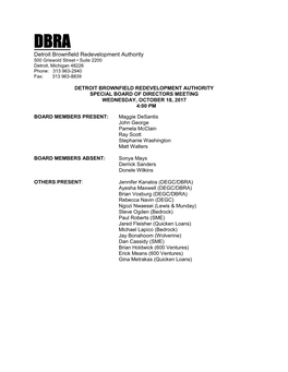 Detroit Brownfield Redevelopment Authority 500 Griswold Street • Suite 2200 Detroit, Michigan 48226 Phone: 313 963-2940 Fax: 313 963-8839