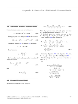 Appendix A: Derivation of Dividend Discount Model