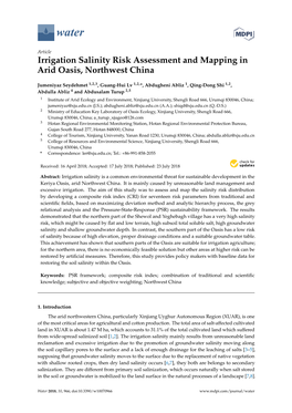 Irrigation Salinity Risk Assessment and Mapping in Arid Oasis, Northwest China