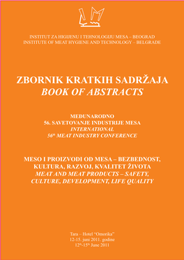 Zbornik Kratkih Sadržaja Book of Abstracts