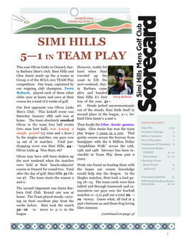 Simi Hills 5—1 in Team Play